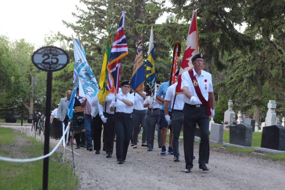 Veterans, members of various armed forces, protective services, cadets, scouts and Yorkton Tribal Council participated in D-Day ceremonies at the City of Yorkton Cemetery June 6.