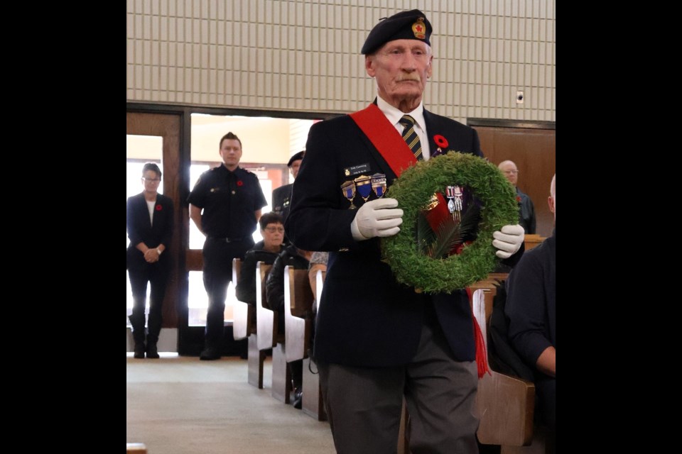 Unity Legion member, Dale Cumming, was part of the tradition of laying of the wreaths at the Remembrance Day service held in Unity on Nov. 11.