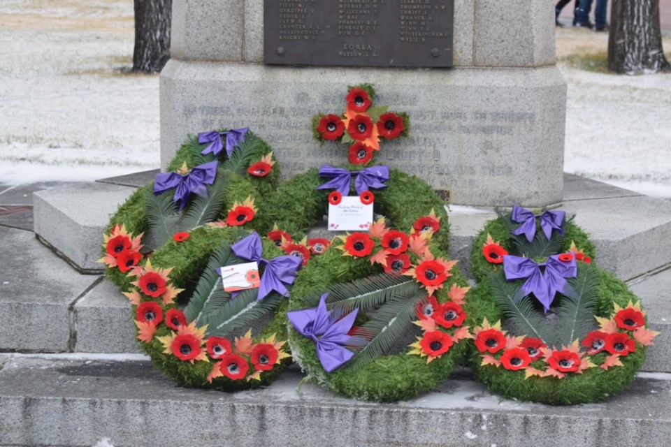 Wreaths were laid at the cenotaph during Estevan's Remembrance Day service.