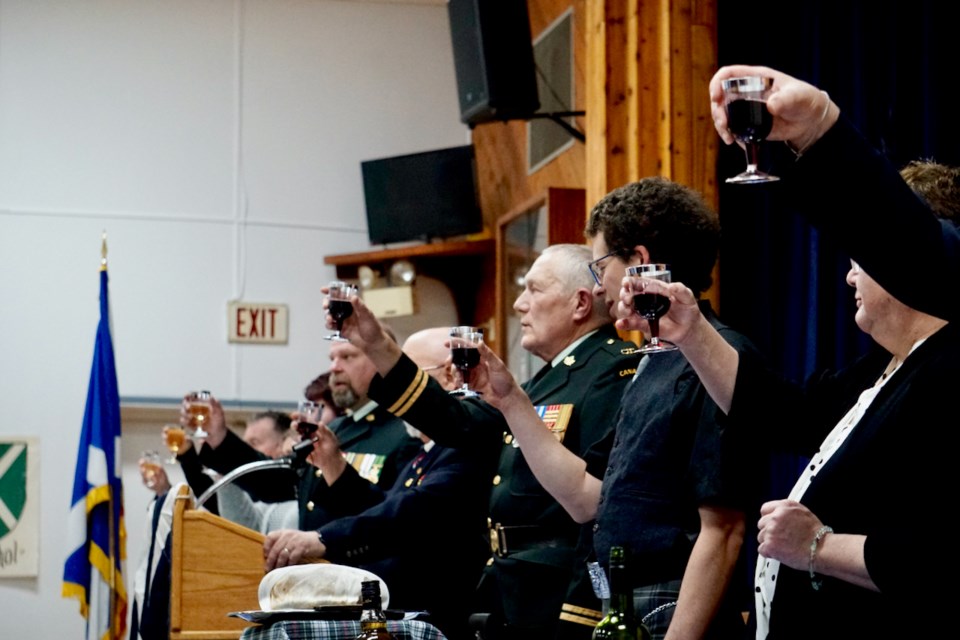 The Toast to the King, which was raised for the first time at the local Burns night, and it was a part of the celebration of poet Robert Burns and Scottish culture at the legion in Estevan.                             