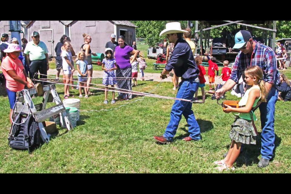 A demonstration of how to make a rope the old-fashioned way was a popular stop in Weyburn's Heritage Village on Friday and Saturday.