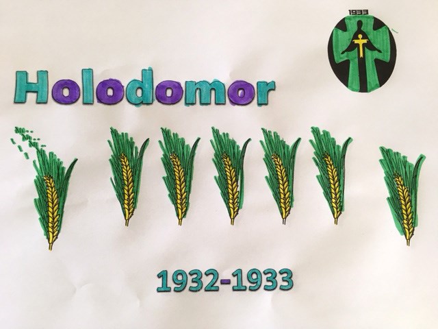 A student colouring project remembering the Holodomor.