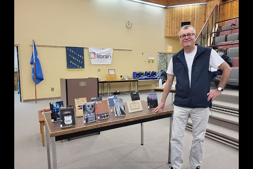 Author Cliff Burns spoke at the 50th anniversary celebration of the Lakeland Library Region at the North Battleford Library.