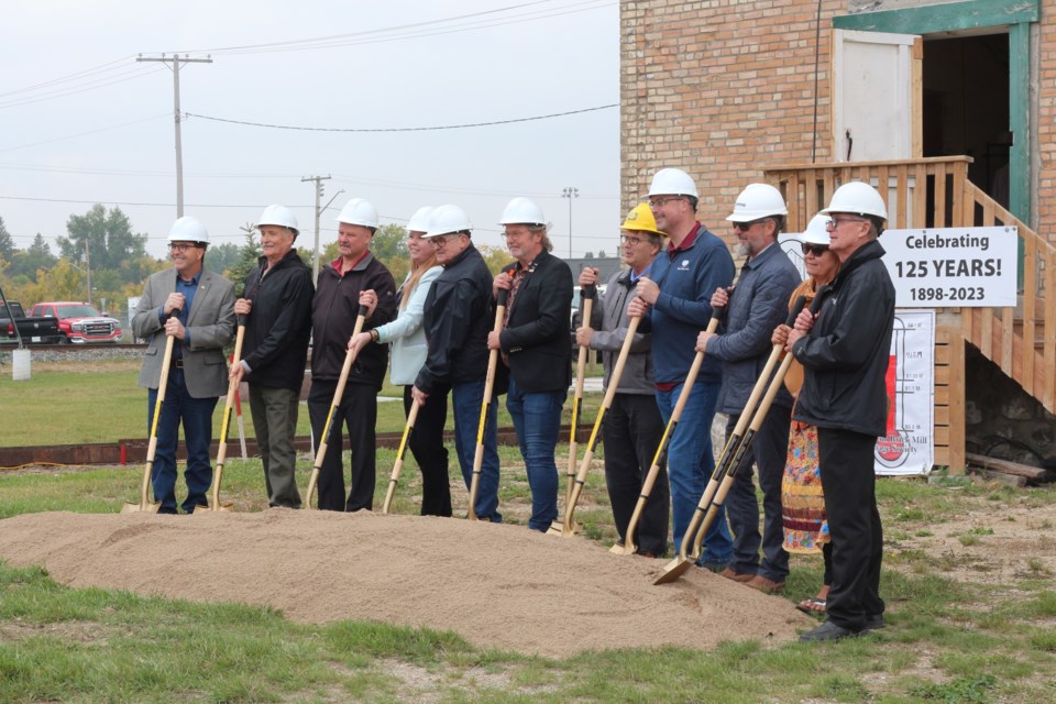 The Yorkton Brick Mill Heritage Society held a sod turning event Sept. 15 at the site of the brick mill to signify construction of the mill's Interpretive Centre.  The Interpretive Station at the Mill will house a 140-person event centre and an agricultural interpretive centre. Pictured here are YBMHS Board Members, local dignitaries and top contributors to the development.