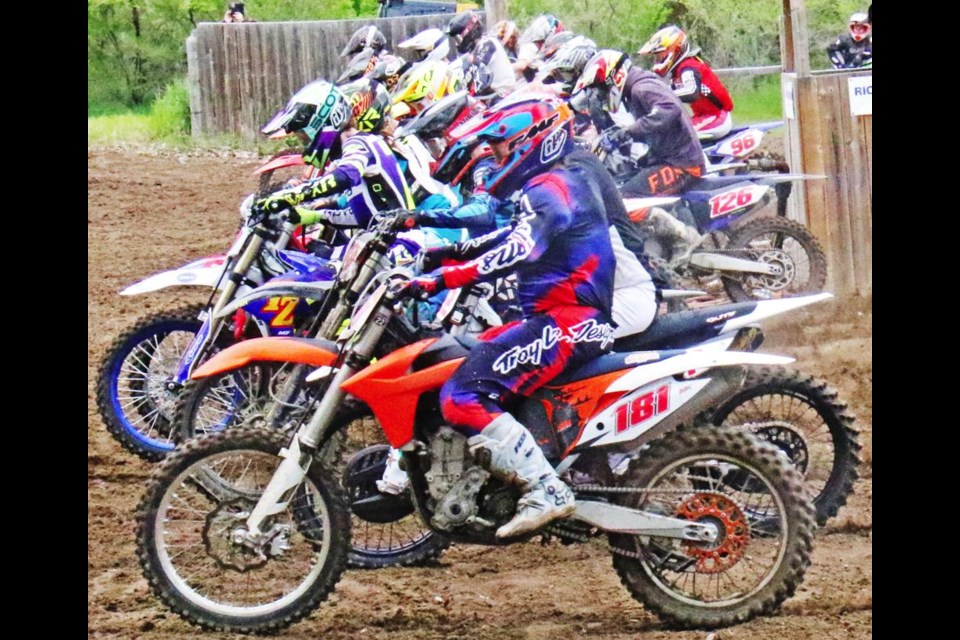 A large group of racers were off for a race on Sunday morning from the start line.