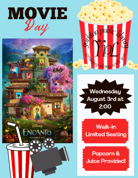 Movie day event happening August 3 at the Yorkton Public Library.