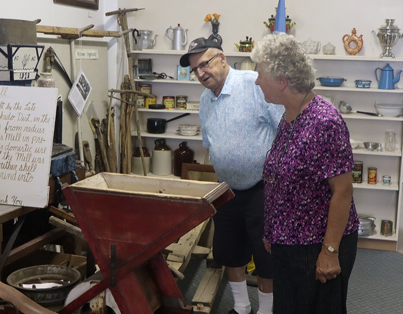 Visitors were encouraged to tour the museum. One of the items drawing the most interest was this buckwheat mill built by Anton Cerkowniak of Mikado in 1915.