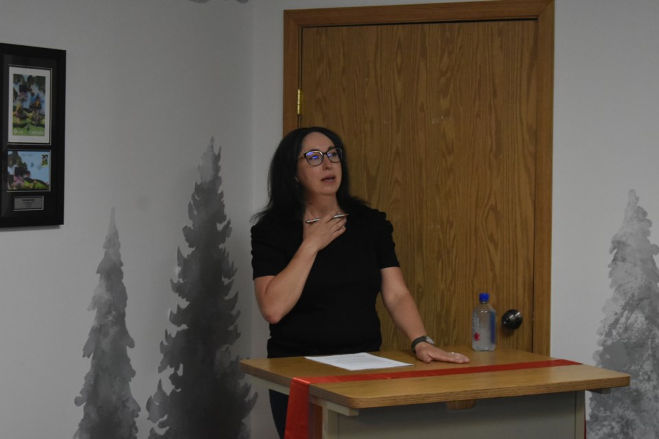 Karen Crawford was the Master of Ceremonies during the Norquay Library Grand Reopening Ceremony.