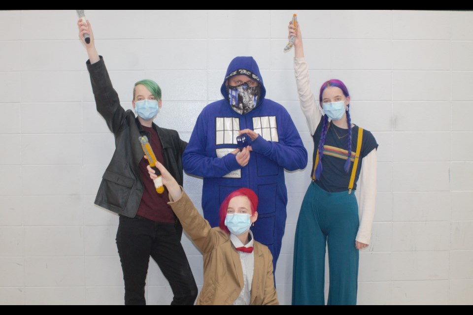 Winning the best group costume award were students Abigail, Gwendylan and Kyrra Burton with their dad and school educator, Jeff Burton. The three students posed as incarnations of the Doctor from Doctor Who, alongside their trusty TARDIS spaceship. 

