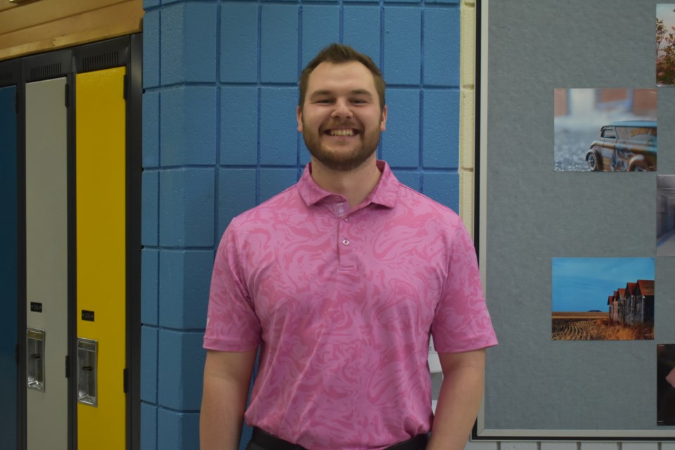 Zac Fedoruk, the school’s senior math teacher, was happy to wear his pink shirt.