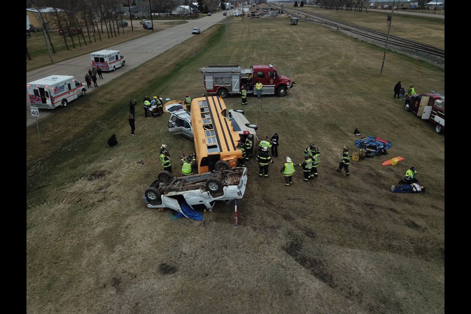 A drone’s-eye view of the training accident. 