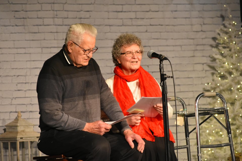 Mike Sas, left, and Zennovia Duck sang beautiful Ukrainian Christmas carols.