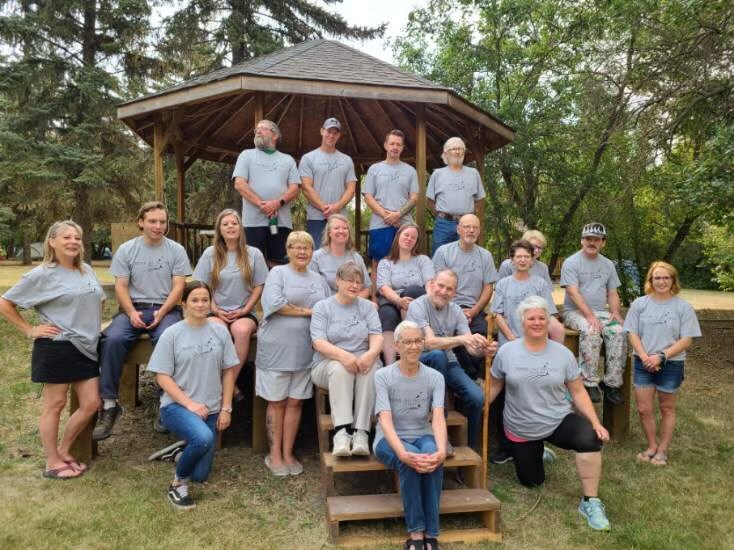 Prairie Sky Recovery Centre staff  gather for a group photo at this facility.