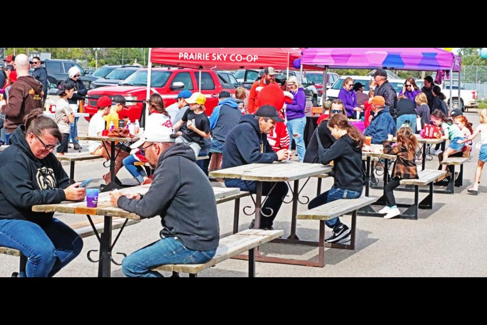 Many Red Wings fans came out for a barbecue and enjoy a tailgate party on Sunday just prior to the hockey game in the afternoon at Crescent Point Place.