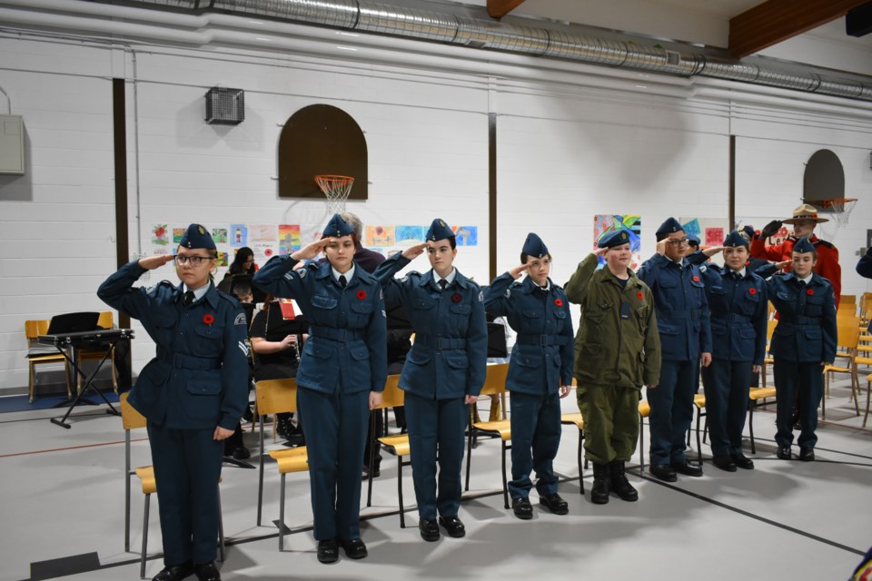 The 633 Kamsack Royal Canadian Air Cadet Squadron attended the Remembrance Day program at Victoria School on Nov.11, honouring the sacrifices made by veterans. 