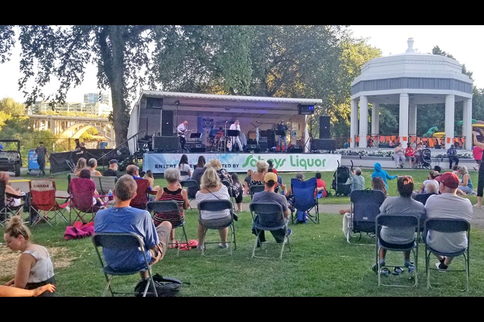 Band Breezin' entertains the crowd at the Taste of Saskatchewan on Friday night at Kiwanis Memorial Park.