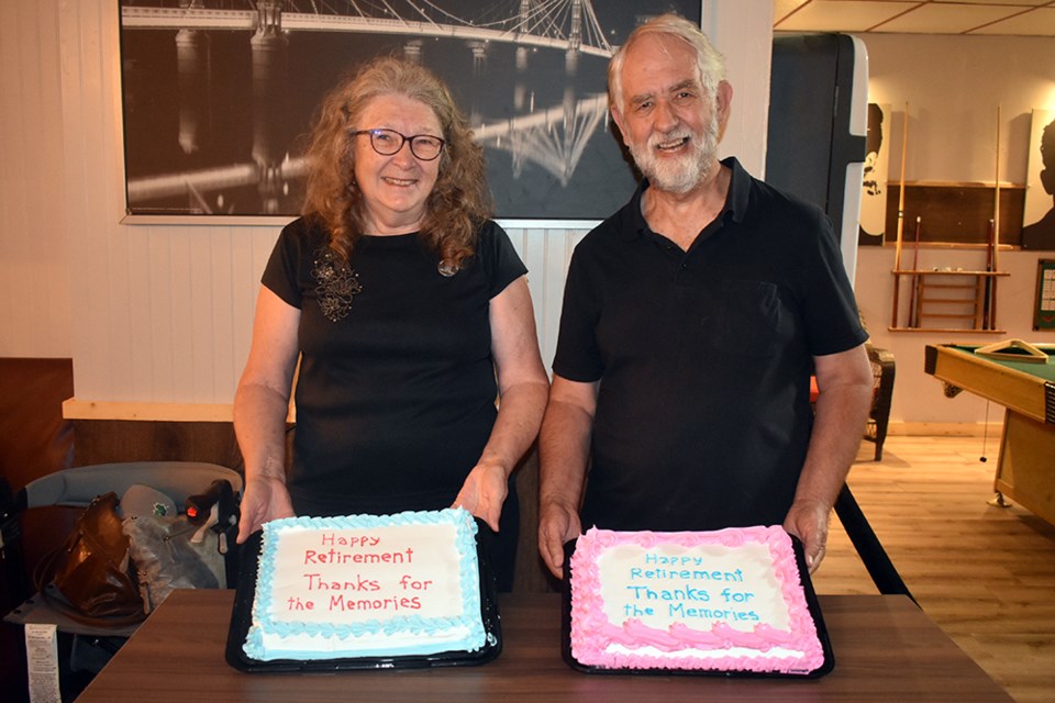 Rev. Jenny and Rev. Kevin Sprong, who are making their way to South Africa, were in Kamsack on Aug. 25 when they were served coffee and cake at the Woodlander Hotel.