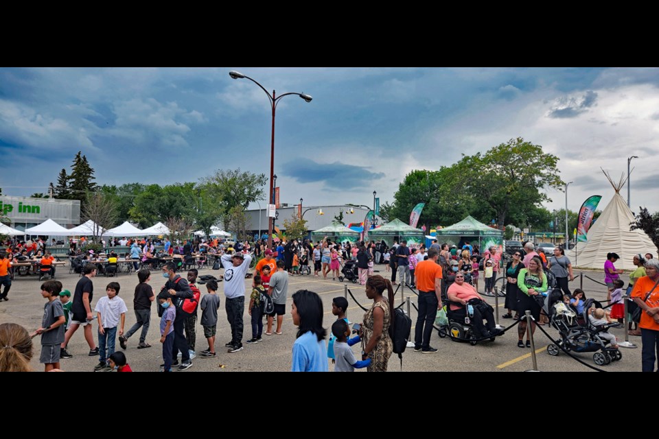 A crowd of estimated 5,000 joined the festivities Friday. 