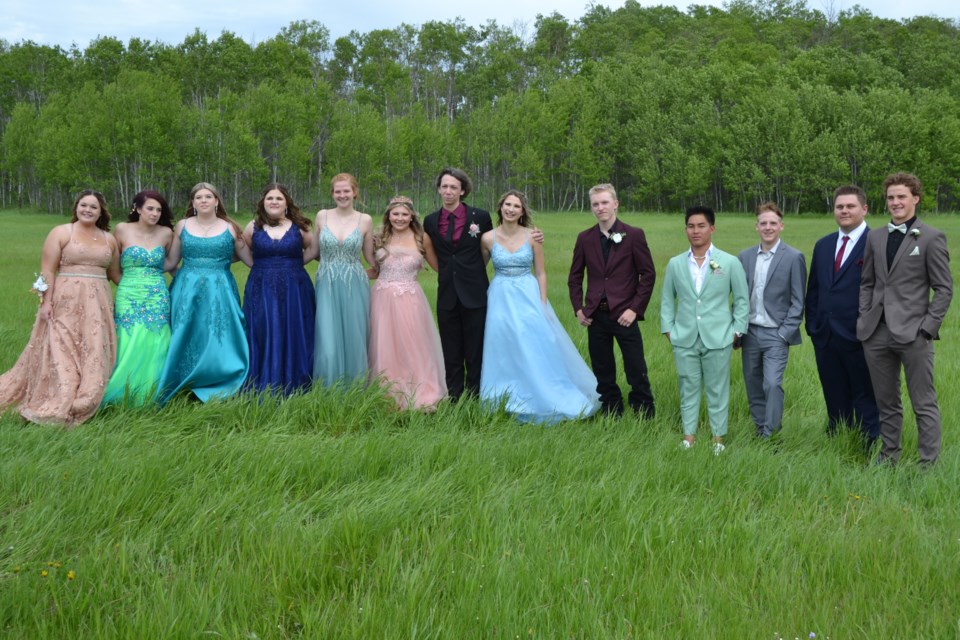 Members of the Sturgis Composite School 2024 graduation class from left, were: Amber MacDonald, Quirin Nelson, Bailey Kozmeniuk, Peyton Fullawka, Mollie Jaeb, Jainylle Gagnon, Jaxon Walter, Bailey Peterson, Nathan Anaka, Xage Will, Lucas Albas, Jayden Fedorchuk and Bryker Smith.