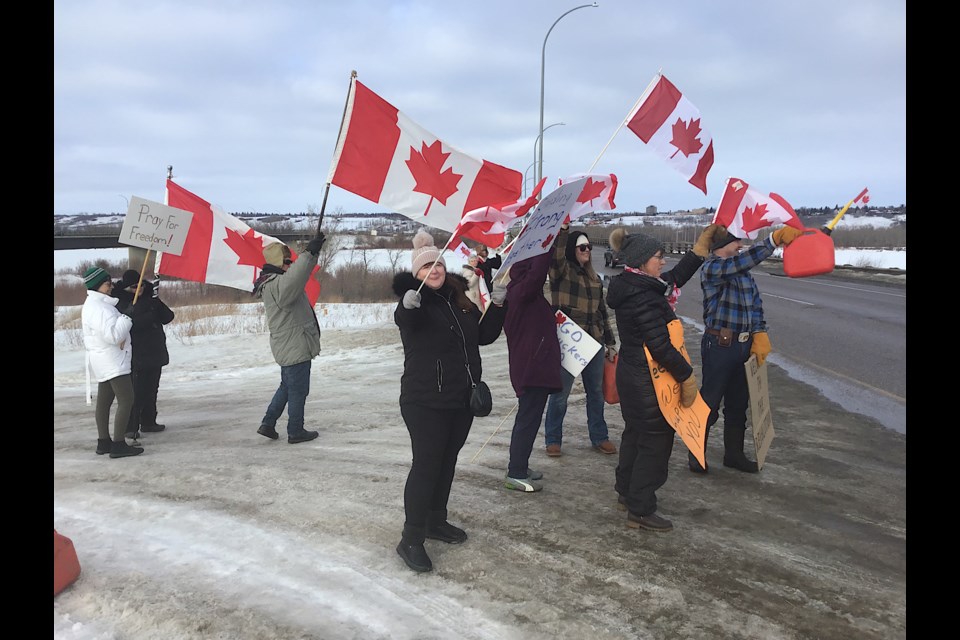 More flags at the demonstration Wednesday,