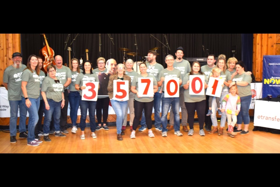 United Way board members and others celebrate at the end of the telethon. 