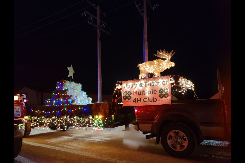 The Unity 4-H Club put in a fantastic effort for this beautiful entry in Unity's Winter Lights parade as part of Winter Wonderland festivities.