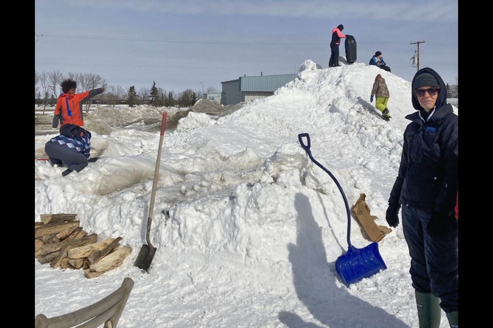 With help of local contractors, the sled hill was enhanced for the family day fun held in Wilkie March 13.
