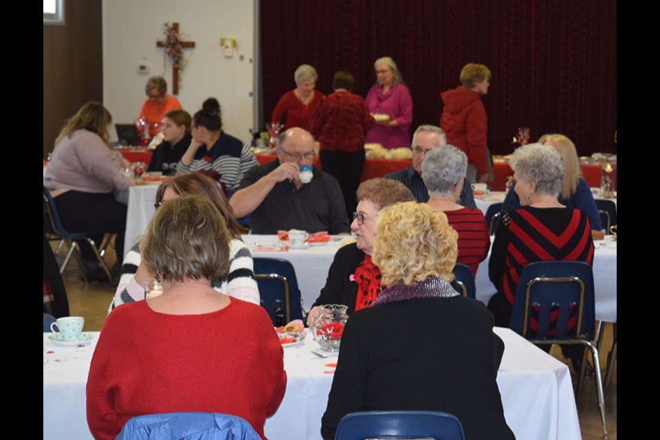 With a total attendance of 65, the basement of St. Joseph’s Catholic Church in Canora was a beehive of activity as the church hosted a Valentine’s Day Tea and Bake Sale on Feb. 10. Liz Bahnuik, one of the organizers, said, “It was extremely successful. It’s great to see such a wonderful cross-section of people attending from all over the area including the lake communities. We get so much enjoyment from planning this event every year.” 
