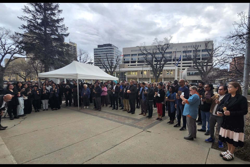 Hundreds joined an interfaith vigil on Wednesday, April 30, at the Civic Centre Square, remembering the victims of the tragic incident in Vancouver last week.