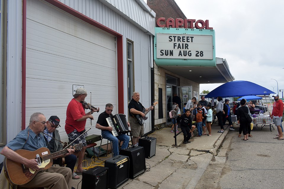 Kamsack’s Polka Pals entertained during the street craft sale on Aug. 28. Members of the band, from left, are: Bill Zbeetnoff, Alvin Makowsky, Brent Toporowski, Danny Horkoff and Allan Kondratoff.