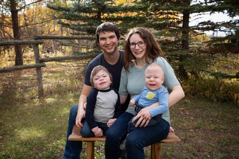 Chad and Hannah Graham with sons, Joshua and Declan are all smiles.