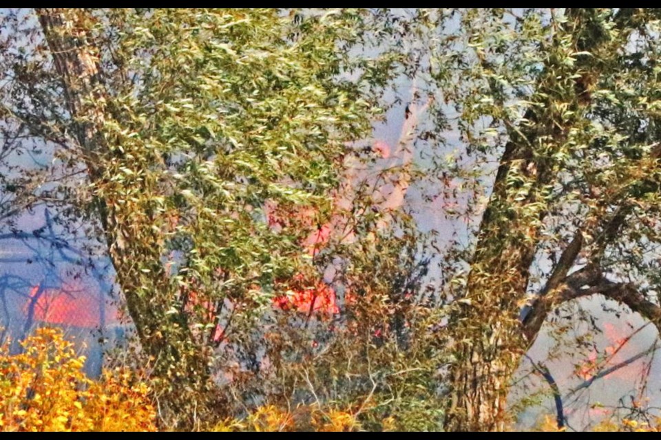 Flames could be seen in the brush near the Riverwood subdivision late Monday afternoon; Weyburn fire fighters were able to contain it to the brush and no structures were damaged.
