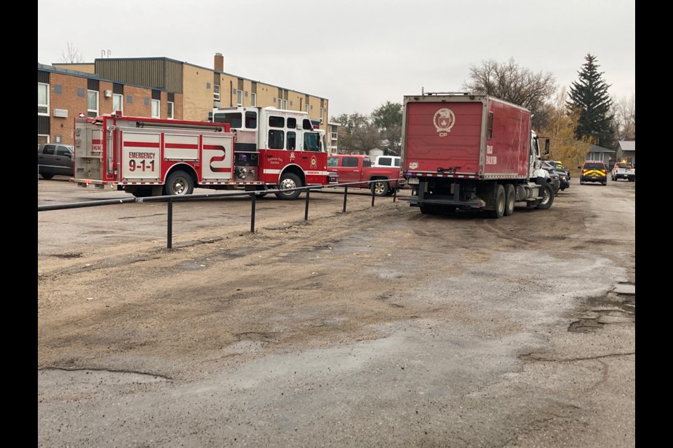 Estevan fire crews responded to a gas leak by Days Inn on Tuesday. 