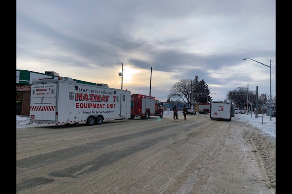 The Saskatoon Fire Department's HAZMAT unit was dispatched to assist firefighters. 