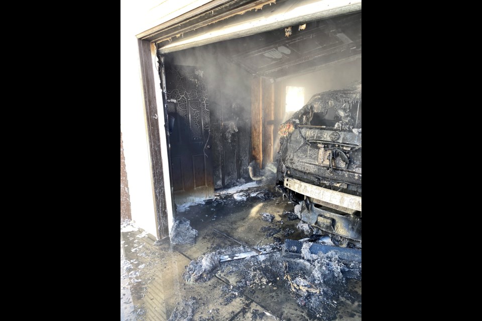 A car was part of the items that burned in a garage fire on Tuesday afternoon, Feb. 21.