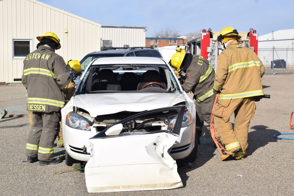 Firefighters from Estevan and Weyburn participated in training in Estevan on Saturday.