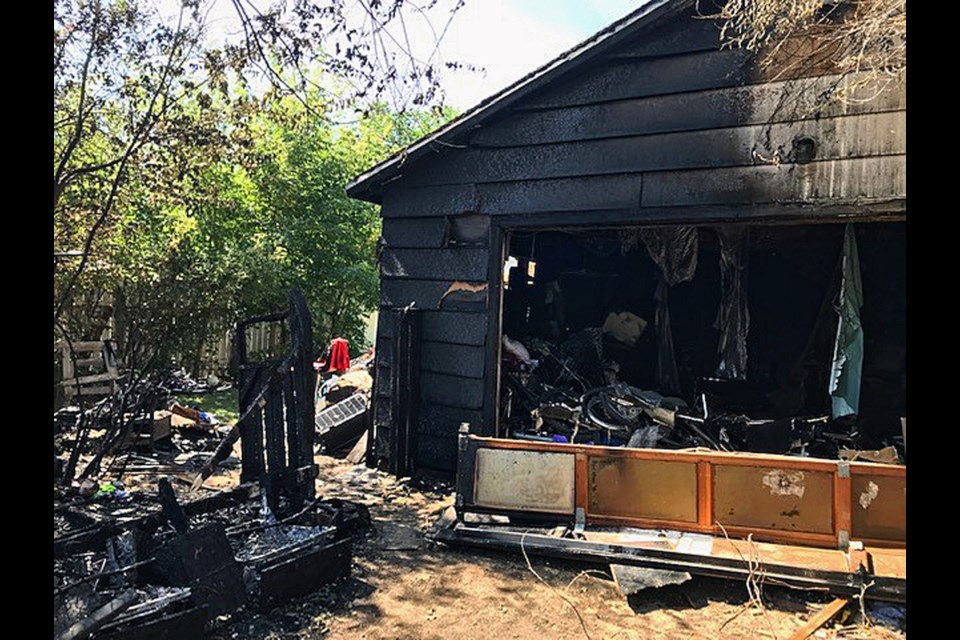 The garage after Saskatoon Fire Department firefighters put out the blaze.