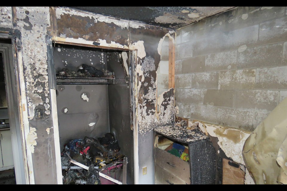 The interior of the apartment unit after the fire.