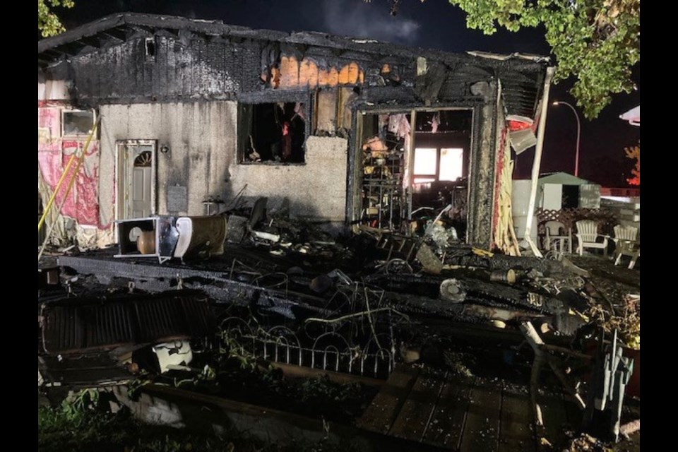 The rear side of the housing unit was badly burned.