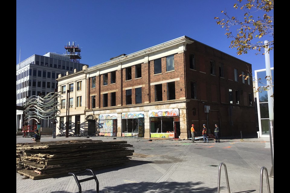 The burned-out structure on 2170 12th Avenue in Regina prepares for deconstruction.