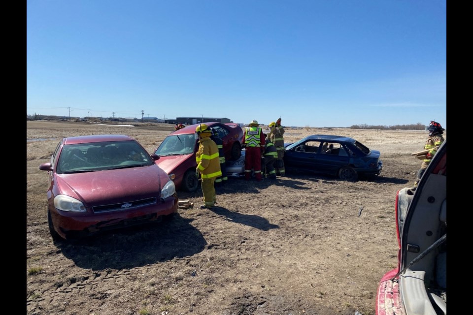 Vehicle extraction training near the RM of Moose Mountain buildings. 