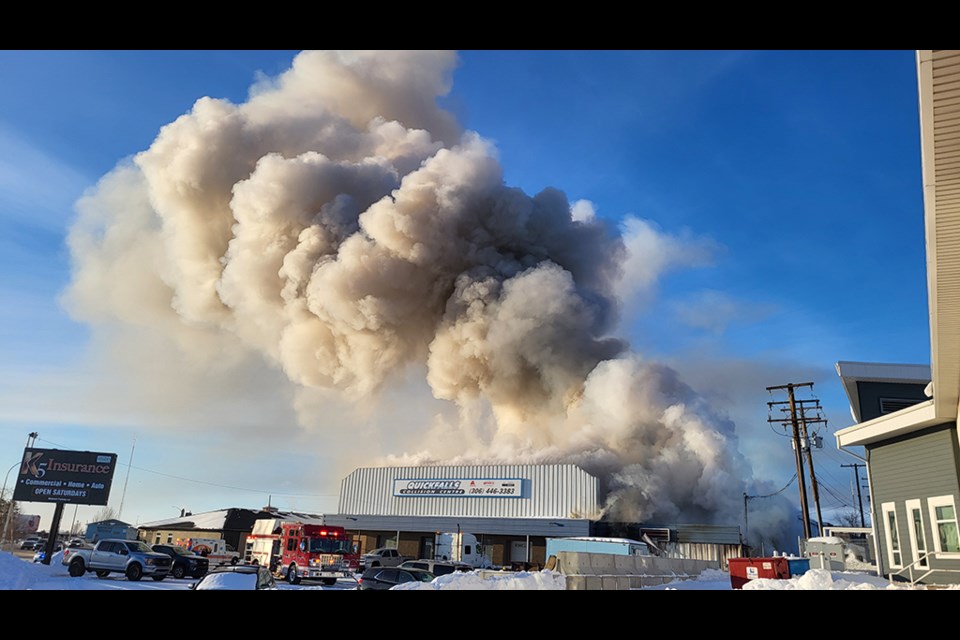 North Battleford Fire Department is at a fire at the former Manning building, now Quickfalls Collision. More photos and information to follow.