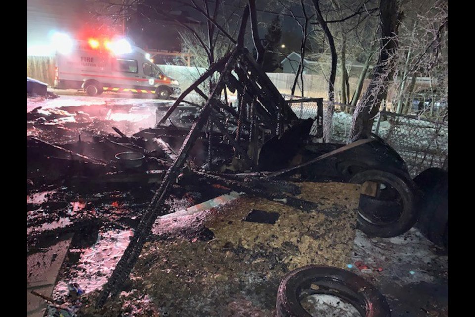 The burnt remains can only be seen where a garage was once standing.