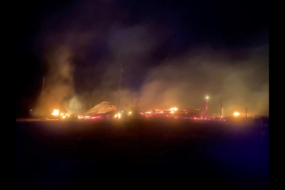 The barn at the farm of Dan and Carrie Winterhalt was destroyed by fire the early morning of April 13.