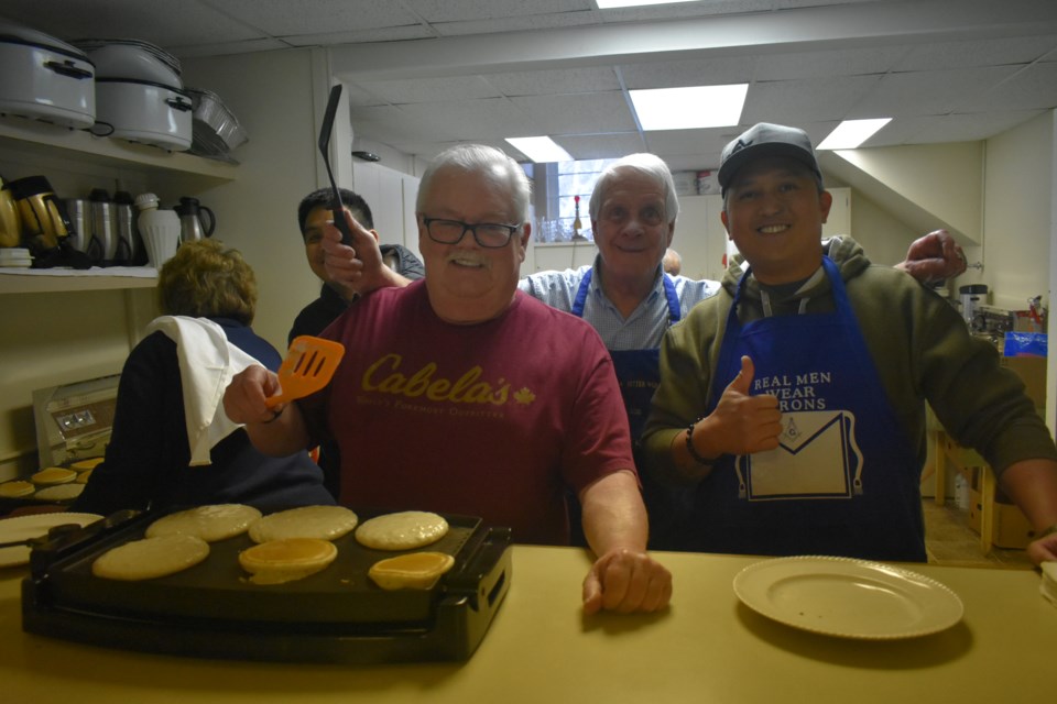 Among the chefs of the Shrove Tuesday meal at the United Church in Kamsack, from left, were: Craig Curry, Ron Gardner, and Greg Sapinoso.