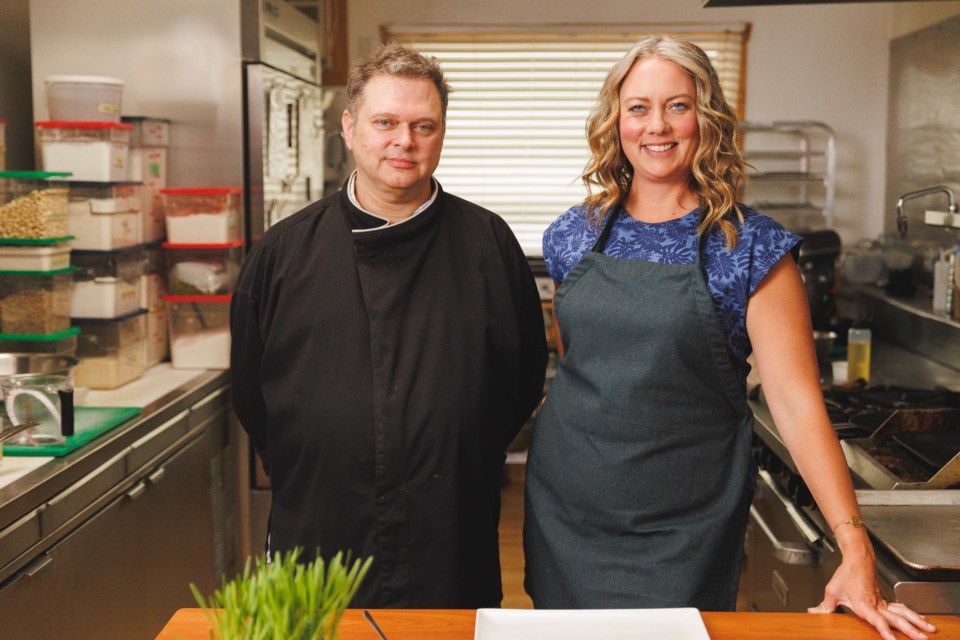 Chef Adam Henwood of Trigo Food + Drink with Flat Out Food host Jenn Sharp.