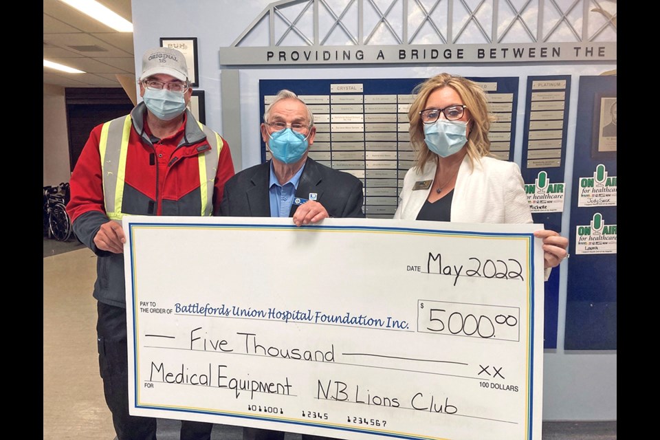 North Battleford Lions Club donates $5,000 to Battlefords Union Hospital Foundation’s Every Minute Matters, ER Capital Campaign, dedicated to raising funds for life-saving equipment for the BUH Emergency Department: Brian Frijouf, Lions member; Cecil Russel, Lions member; Leanne Ducommun, executive director, BUH Foundation.