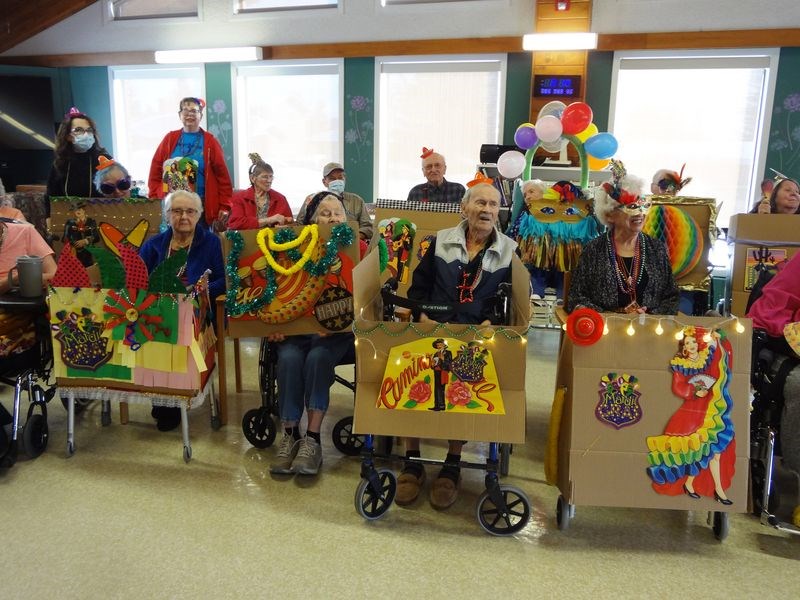 After an unusually long winter, the Kamsack Nursing Home came alive with colour in a special event inspired by “Fat Tuesday” and New Orleans Mardi Gras celebrations.