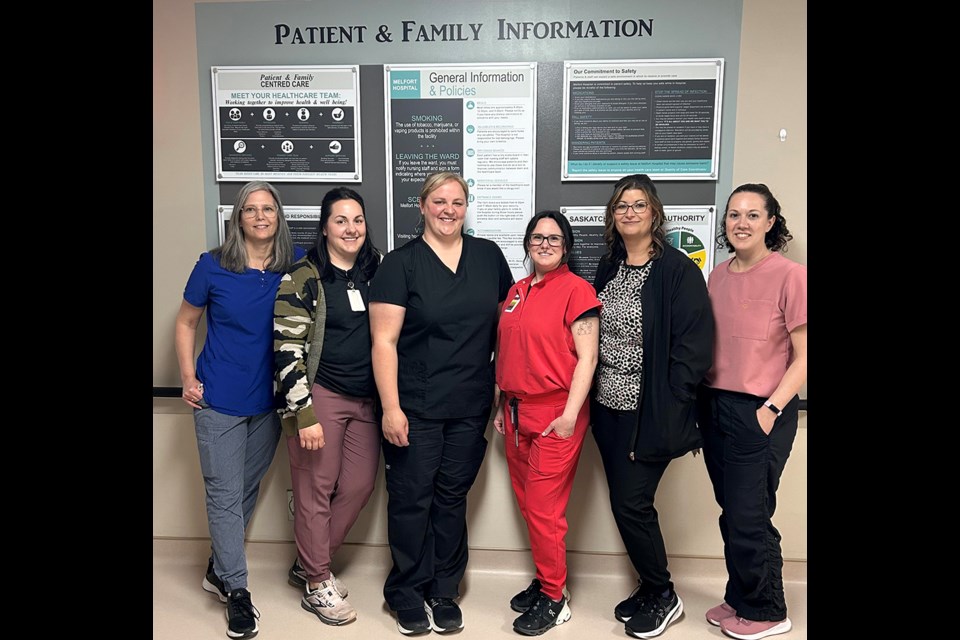 Ward Nurses Melfort Hospital: Elaine Henderson, RN; Sarah Skiftun, RN, Amanda Gordon, RN; Becky Dzurka, LPN; Michelle Hall, LPN; Candace Meyers, LPN