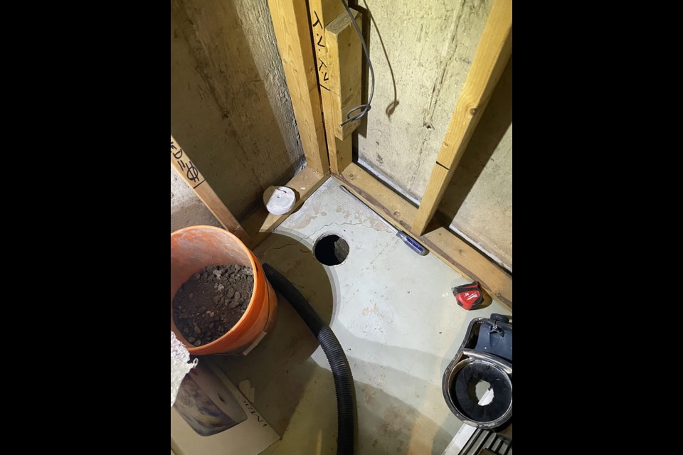 One of two 5” suction points in basement slab.